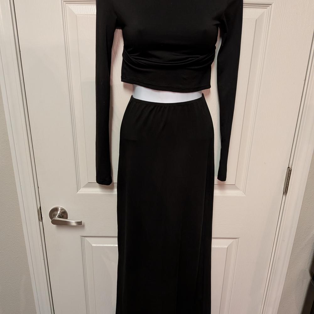 SHEIN Black Maxi Slip Skirt for Cocktail